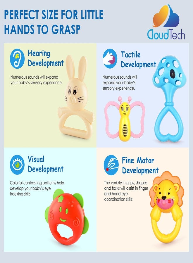 CloudTech Multicolour Attractive Plastic Set of 5 Rattles | BPA Free Rattle Toys | Easy Grip, Colourful Sound Toys for Newborns and Toddlers - Image 5